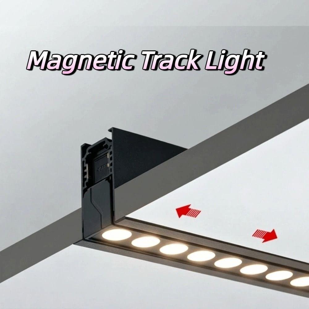 48V Intelligent Magnetic Grille Light Track Light Dimmable Recessed Rectangle Long track lighting Guide Lamp Linear Grille Light