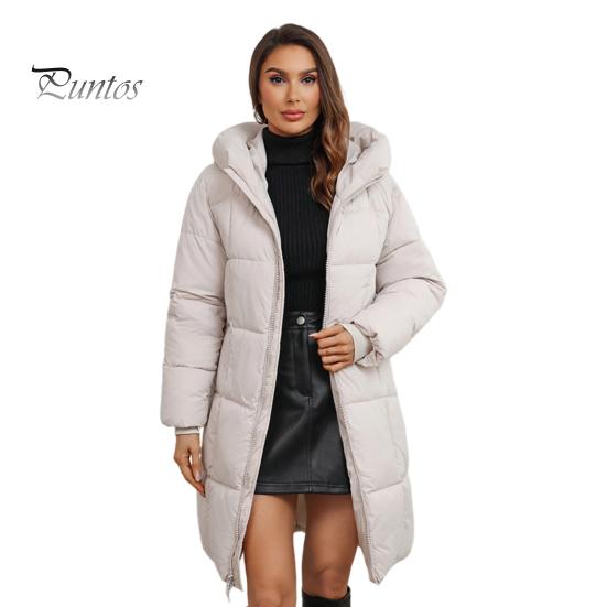 

Женская зимняя куртка с капюшоном, утолщенный пуховик, тонкая талия, застежка-молния, средняя длина, ветрозащитное хлопковое пальто для холодной погоды L