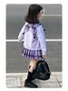 Kuromi School Style Girls' Cosplay Outfit: Sweater, Shirt, Plaid Skirt - Three-Piece Set for Spring/Autumn Performance.