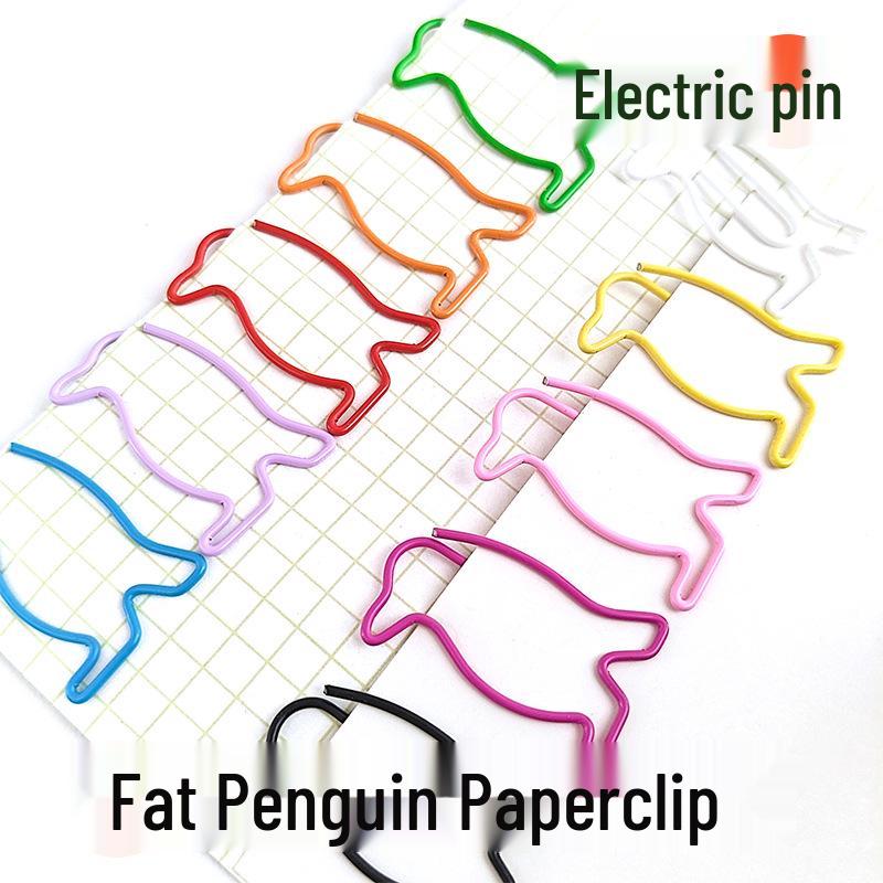 Colorful Fat Penguin Animal Paperclip Bookmark - Creative Cartoon Office Supplies, Mixed Colors красный