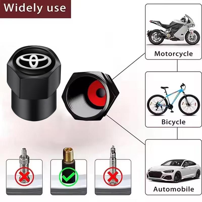 4Pcs Aluminum Alloy Tire Valve Caps Anti Leak Dust Cover Car Wheel Accessory For Toyota Hilux Corolla RAV4 Camry Highlander C-HR