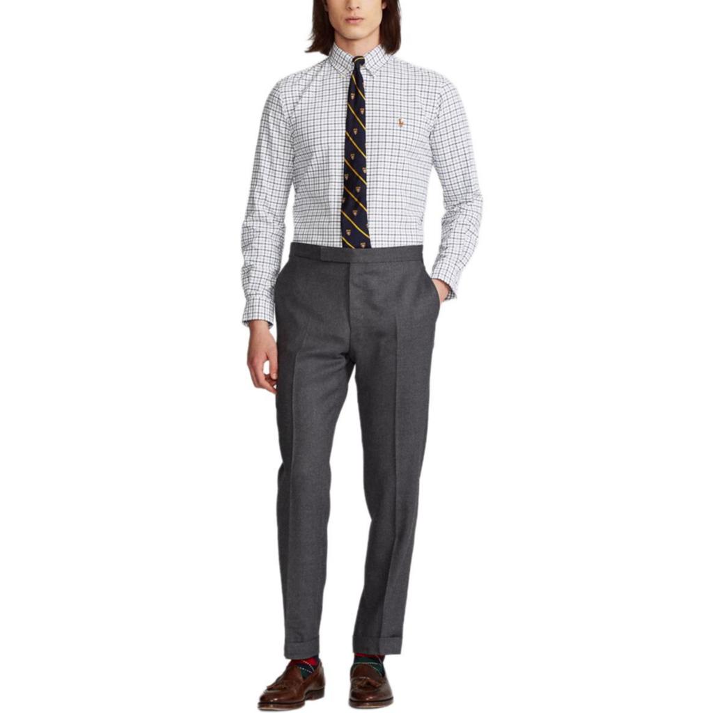 Polo Ralph Lauren SS24 Plaid Pony Logo Embroidered Oxford Long Sleeve Shirt Men Shirts Blue Gray 710823146-001