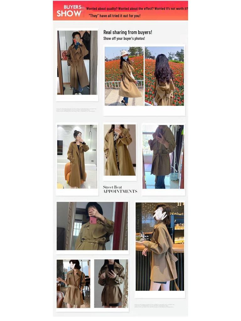 Women's 2025 Spring/Autumn Fashion Mid-Length Windbreaker Coat