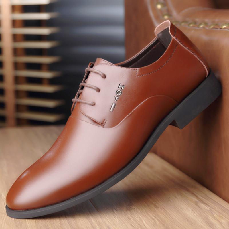Fashion Black Leather Men's Dress Shoes Spring Autumn New Designer Low Heel Shoes Man Fashion Casual Solid Color Loafers Male