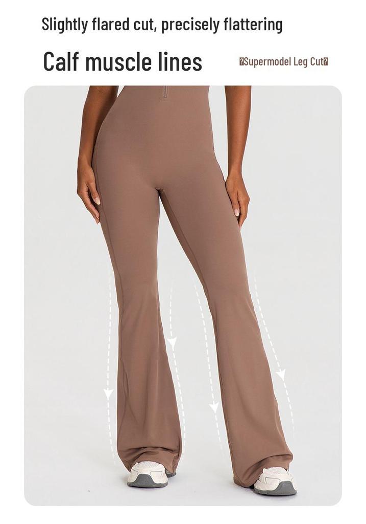 European and American Sleeveless Yoga Bodysuit with Strap Pocket, Sexy Open Back, Hip Lifting Flared Jumpsuit