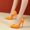 2025 Spring Super High 12cm Stiletto Heels Pumps Women Shoes Pointed Toe Florescence Patent Leather Office Thin Heel