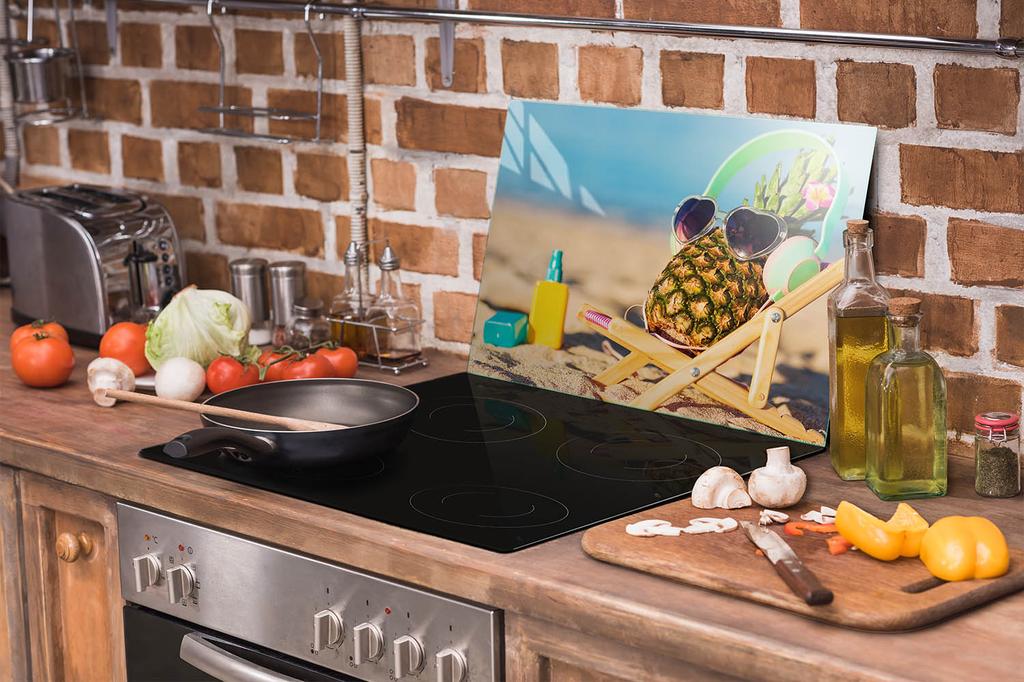 SZKLANA PŁYTA OCHRONNA NA KUCHENKĘ 70x52 ANANAS