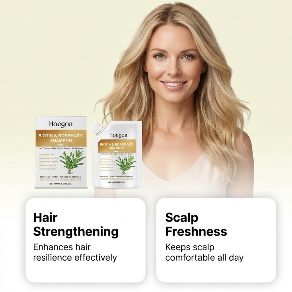 Biotin Rosmarin Shampoo, Sanfte Reinigung, Feuchtigkeitsspendend Glättend Nährend, Tägliche Haarpflege für Weiche Seidige Strähnen