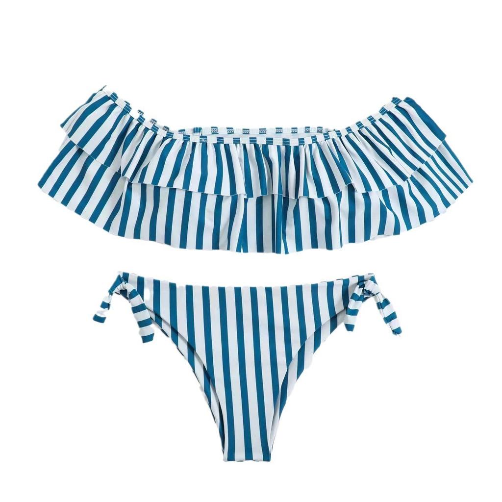 Striped Sexy Two-Piece Bikini: Women's Triangle Bandeau Swimwear