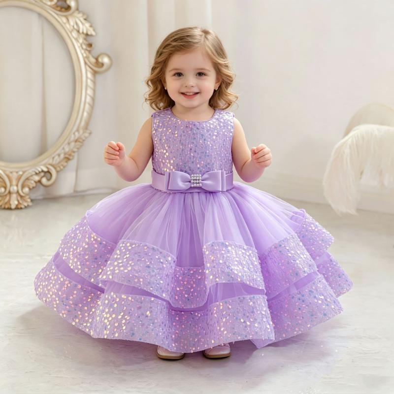 Mädchen Pailletten Prinzessinnenkleid Kinder Geburtstagsparty Formelles Auftrittskleid