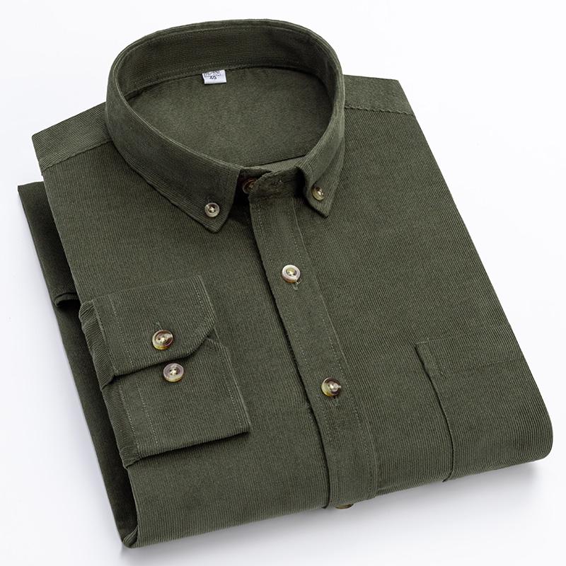 Winterhemd aus 100 % Baumwolle, Cord, für Herren, warm, langärmelig, normale Passform, pflegeleicht, bequem, für Herren, Büro, Outdoor, Kleidung, solide