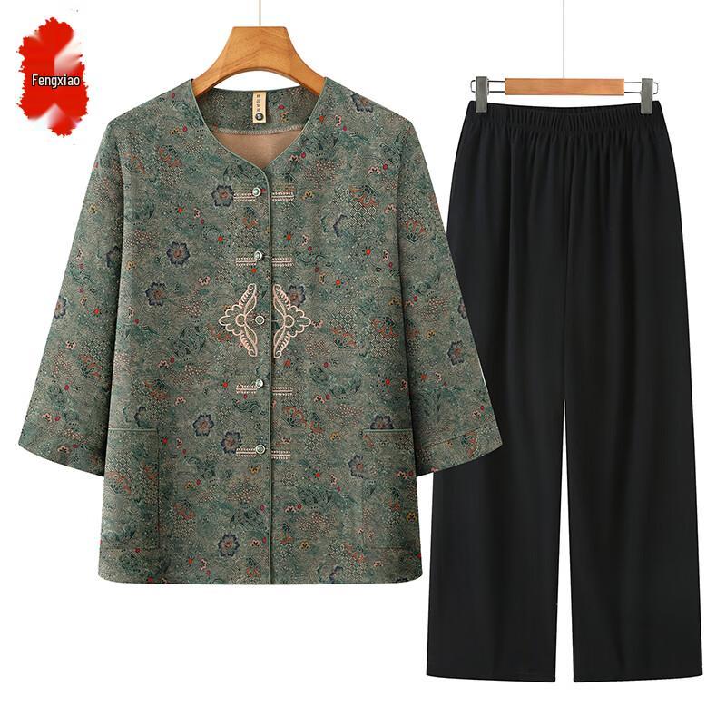 Elderly Women's Summer Loose Shirt Set