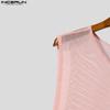 INCERUN Men Sleeveless Mesh Sheer Side Cutout Bandage Casual Tank Tops