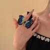 Diamond-encrusted Knitted Piece Butterfly Opening Ring Retro Fashion Versatile Temperament Index Finger Ring Light Luxury High-end Ring Woman
