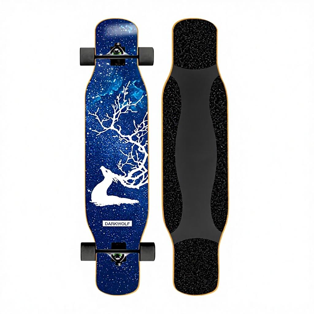 46IN Big Longboard Skateboard Boys Girls Beginners Adults Four-Wheel Street-Style Professional Double Rocker Maple Wood Dyed