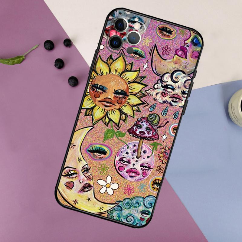 Indie Hippie Konst Telefonfodral För iPhone 17 16 15 14 11 12 13 Pro Max Plus 12 13 mini 16e 17 Air Bumper Cover