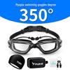 Men's Myopia Swimming Goggles Set with Cap & Earplugs: Transparent, HD, Waterproof, Anti-Fog