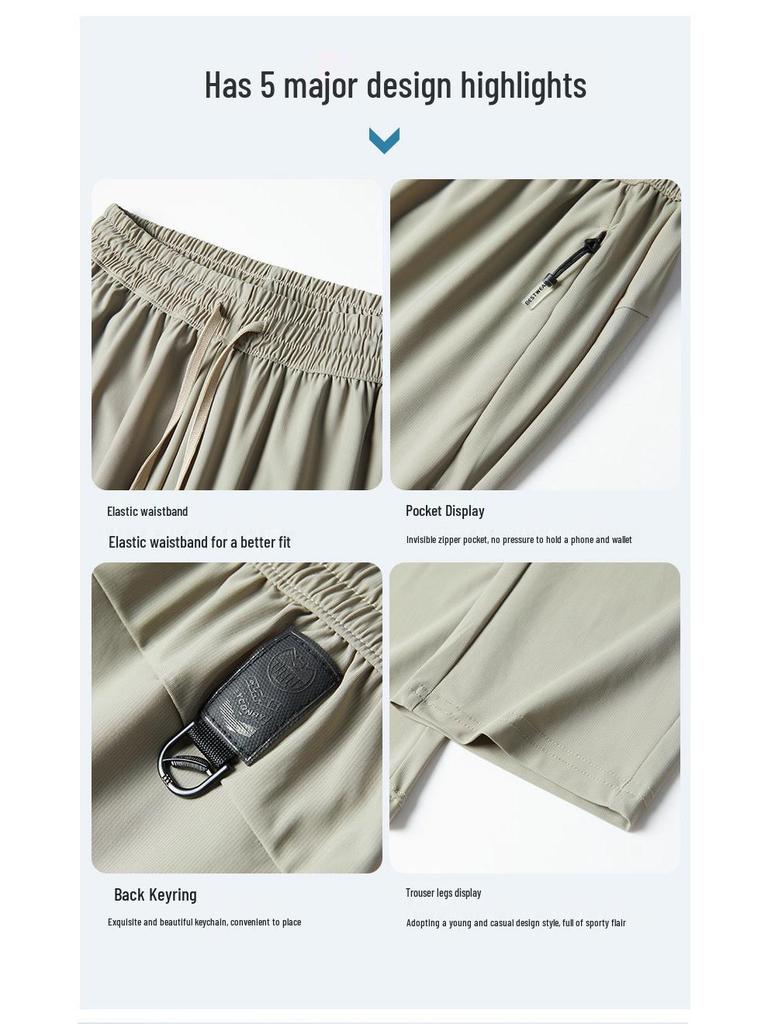 Unisex Quick-Dry Ice Silk Cuffed Pants – Cool, Lightweight, Straight-Leg for Summer