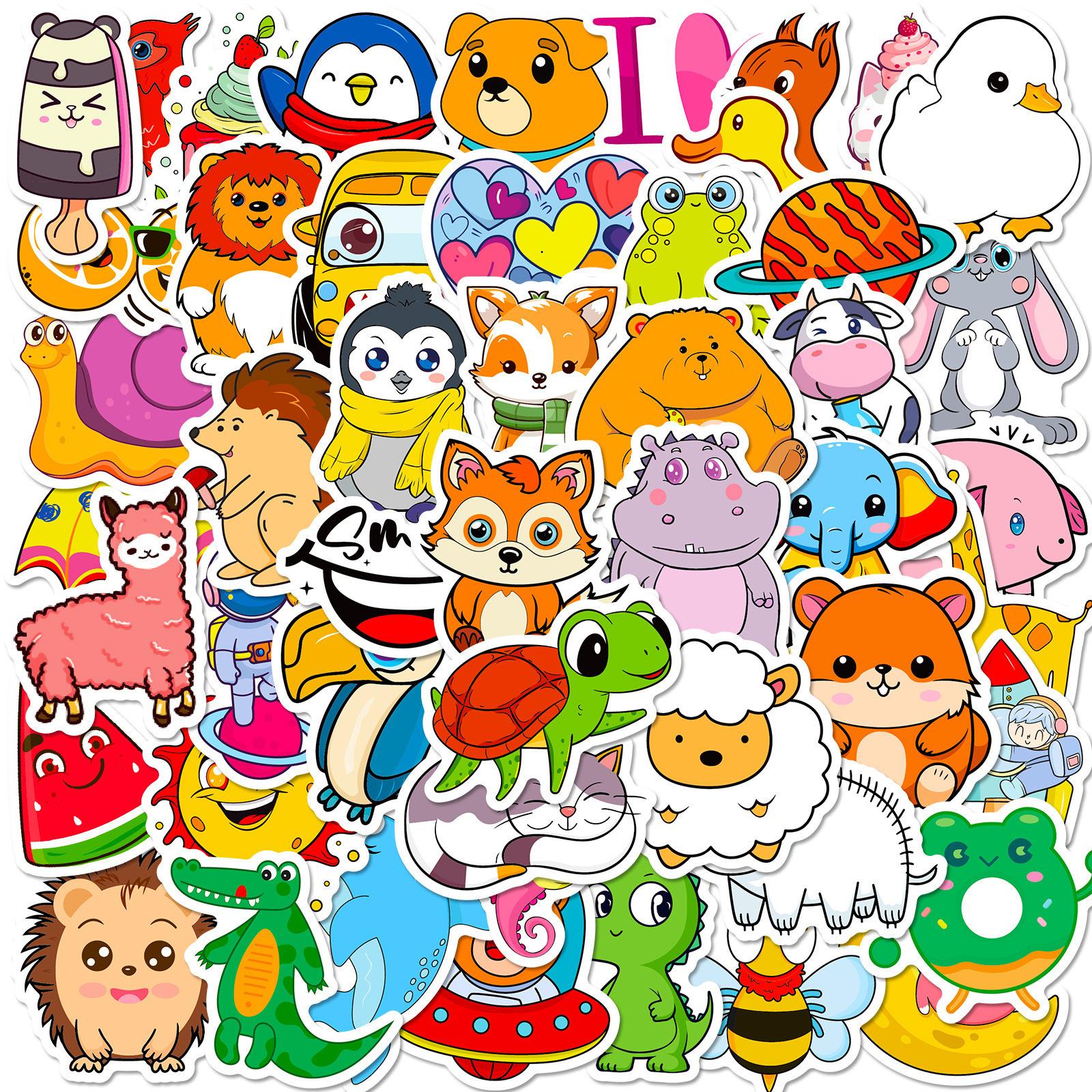 

[Self-Created] 50-300 Cartoon Cute Children S Small Animals Graffiti Stickers Stationery Stickers