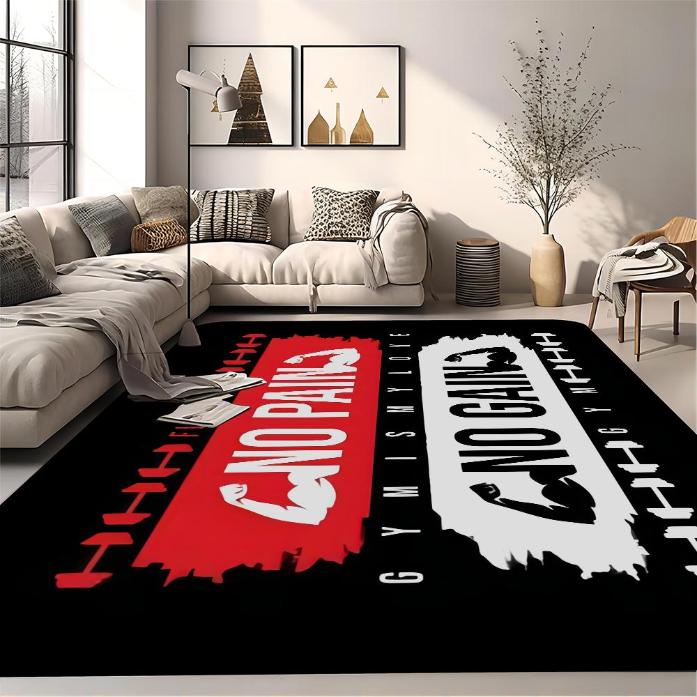 No Pain No Gain GYM Room Mats Washable Non-Slip Living Room Sofa Chairs Area Mat Kitchen Alfombra