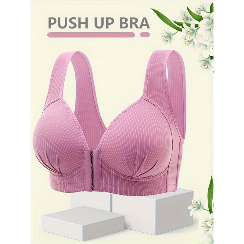 Women's Elegant Style Bra, Nursing Stretchy Bra With Front Closure, Comfort Support Underwear