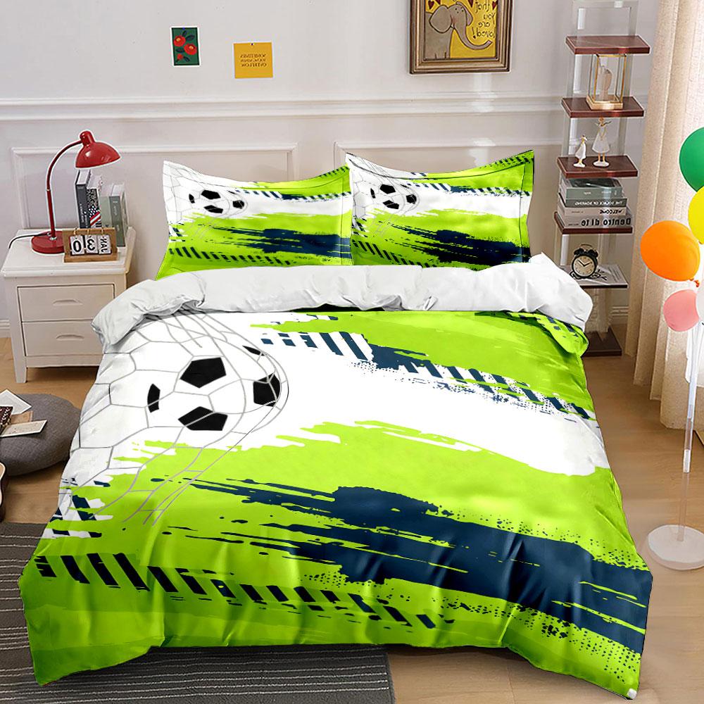 Soccer-Themed Decor Set For Sports Lovers Kid'S And Adults' Bedroom Decor, Exquisite Three-Piece Bedding Set Gift