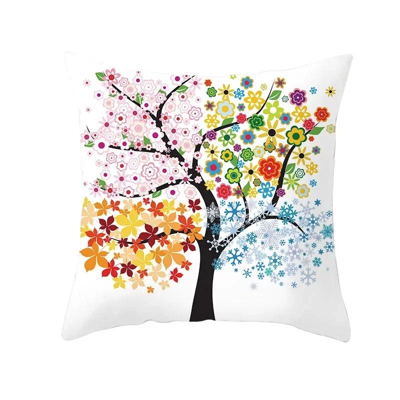 Colorful Tree Print Creative Fashion Cushion Cover Pillowcase Decorative Sofa Home Decor