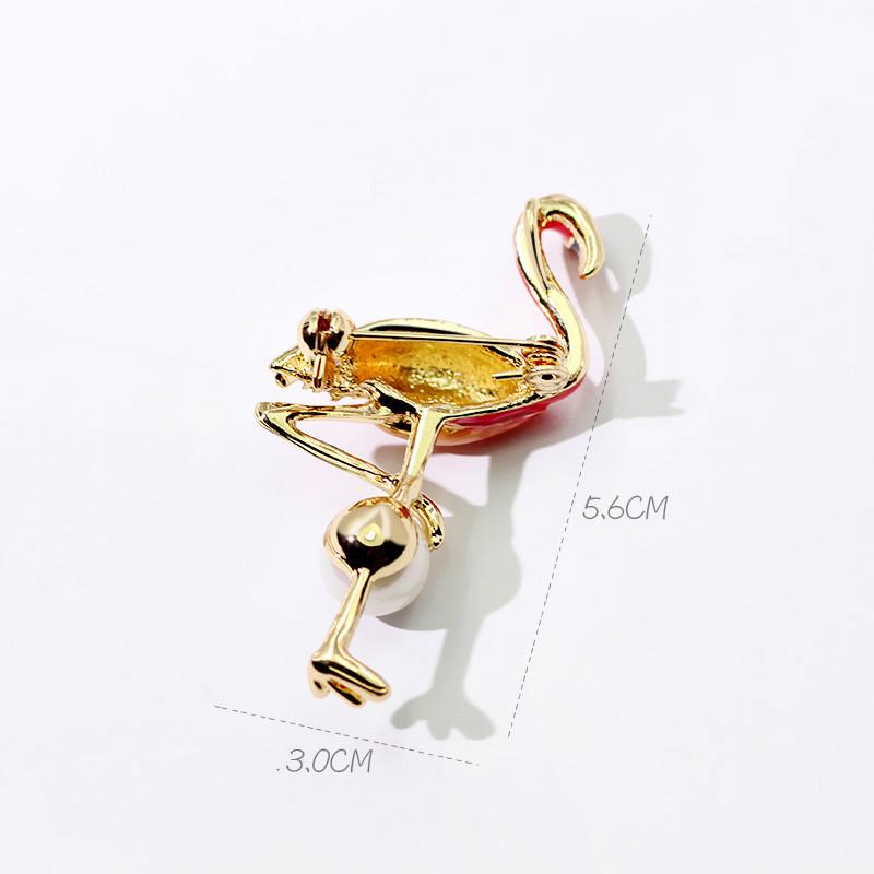 Stylish Cartoon Color Stereo Flamingos Pattern Brooch Jewelry Drip Oil Glass Alloy Pin