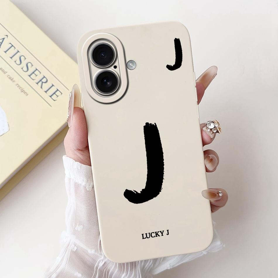 For iPhone 17 17Air Lucky Initial Letter Phone Case For iPhone17 17 Air Soft Silicone Shockproof Cases Bumpers