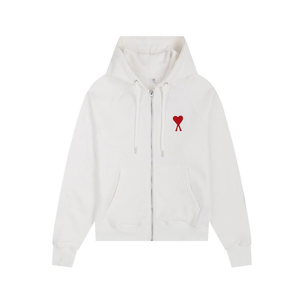 AMI CLAMS Unisex Hoodie with Embroidered Heart & Zippered Pocket - Autumn/Winter Casual Jacket