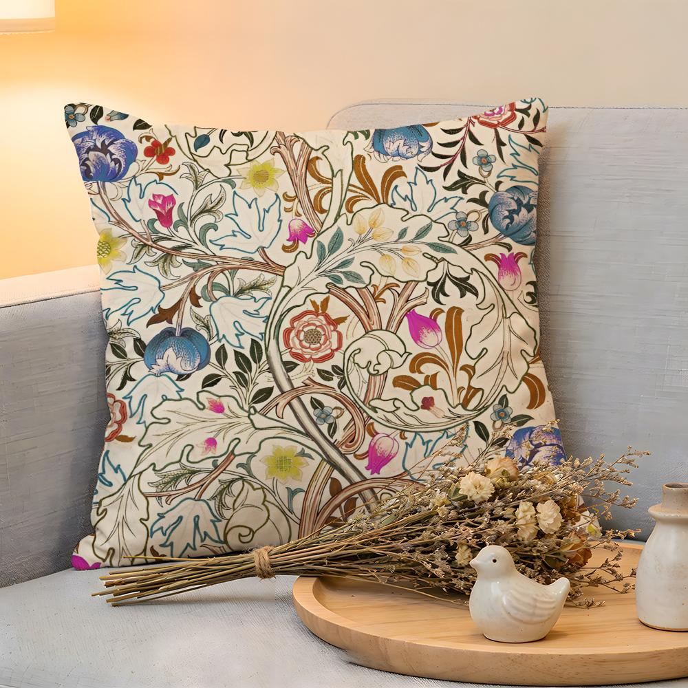 Cushion Cover  Linen  SkinFriendly Soft Decorative Case For Sofa Home Decor Art WWilliam MMorris Flower Pillow cover