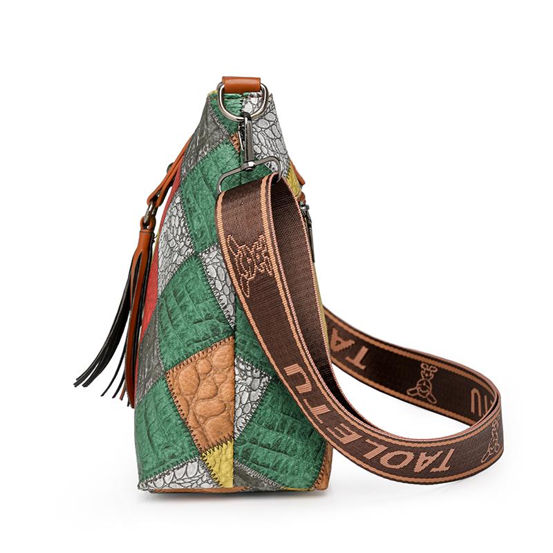 Women's Contrast Color Crossbody Bag Large Capacity Bucket Bag Mother Bag
