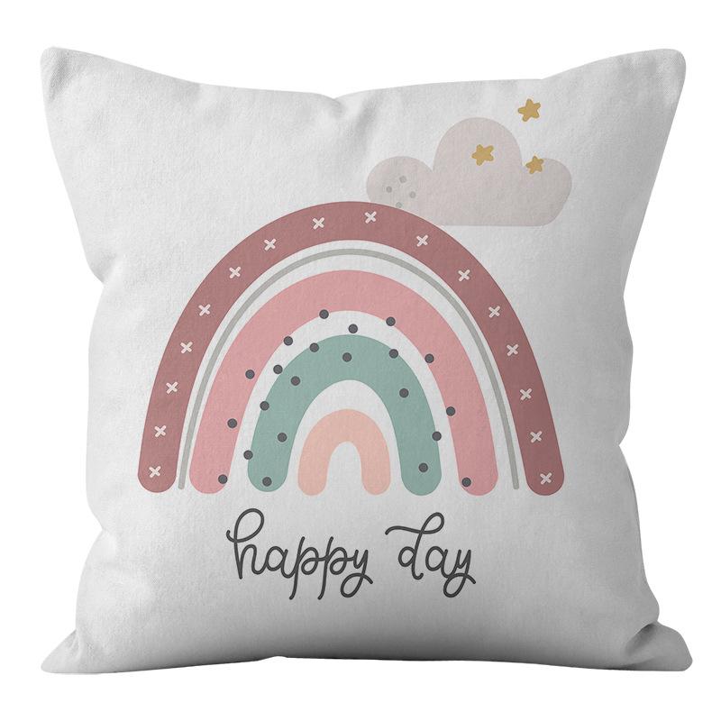 New Small and Fresh Rainbow Printed Pillowcase Home Petal Velvet Pillow Cushion Cover