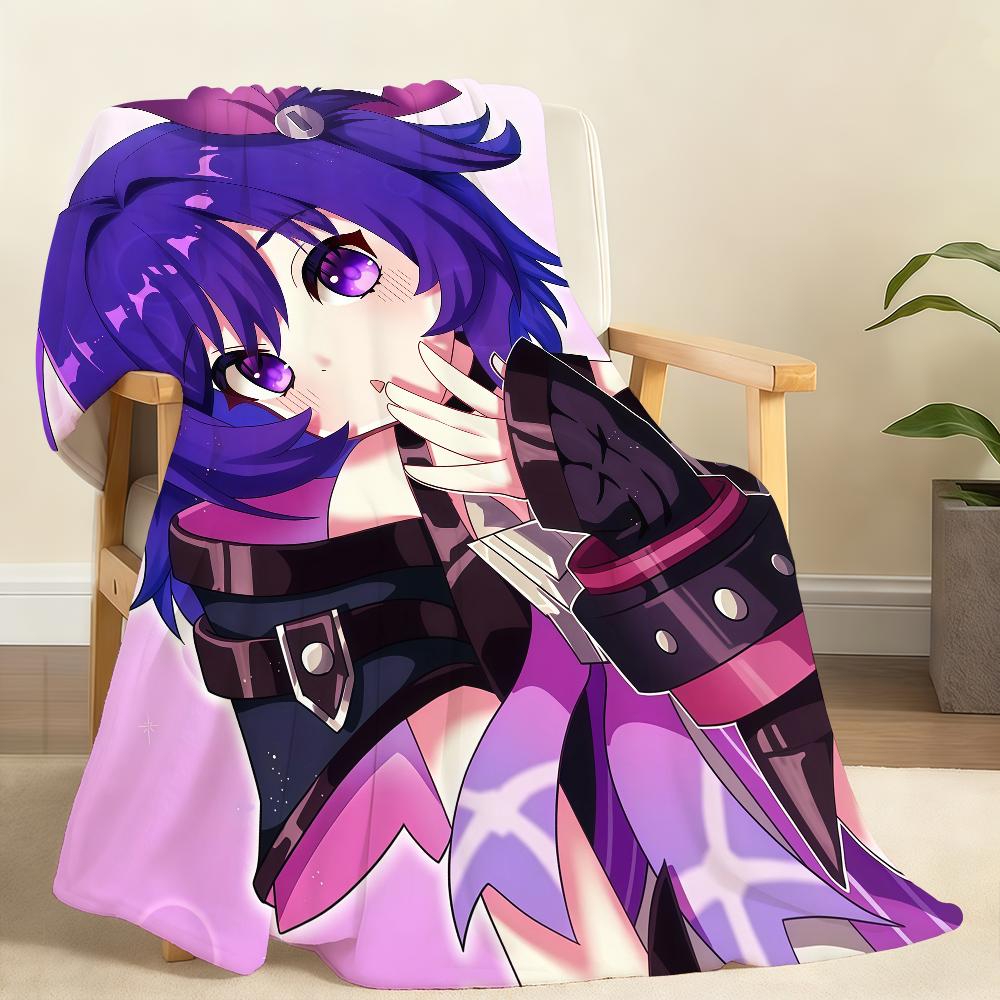 Kawaii P-Prune Genshin Impact Decke Weiche Überwurfdecke für Zuhause Schlafzimmer Bett Sofa Picknick Reise Büro Ruhe Abdeckung Decke Geschenk