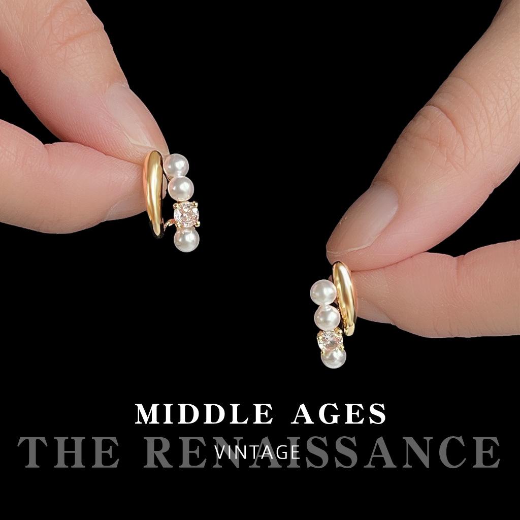 French Vintage Zircon Pearl Earrings Commuter Simple Earrings Women