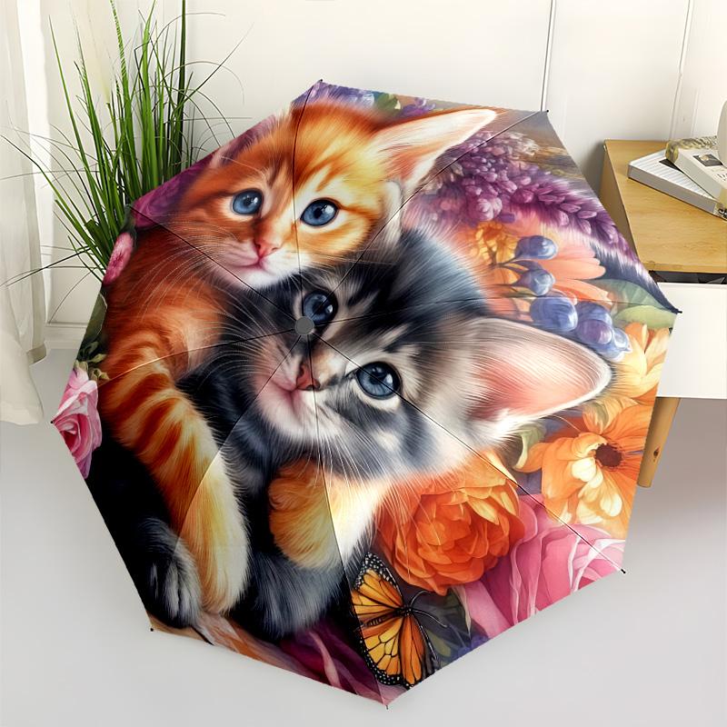 Mystical Black Cat on Moon Print Umbrella, Compact Auto Open/Close Travel Umbrella, Windproof Waterproof for Cat Lovers