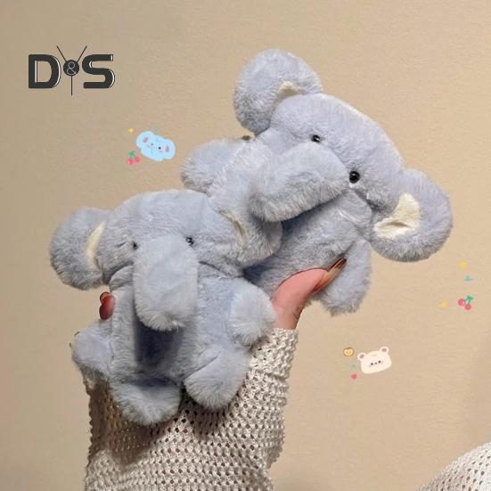 Plüsch-Kopfhörerhülle mit blauem Elefantenmotiv für Airpods, 3D-Cartoon-Fell, Tier-Kopfhörerabdeckung für Frauen und Mädchen