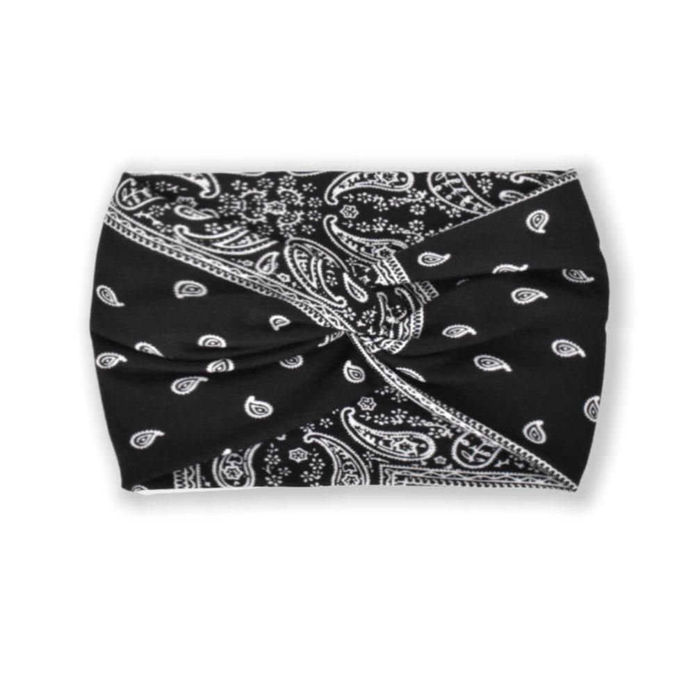 Faixa de cabeça elástica de ioga boêmia europeia e americana – acessório esportivo de cabelo com estampa cruzada de aba larga para mulheres