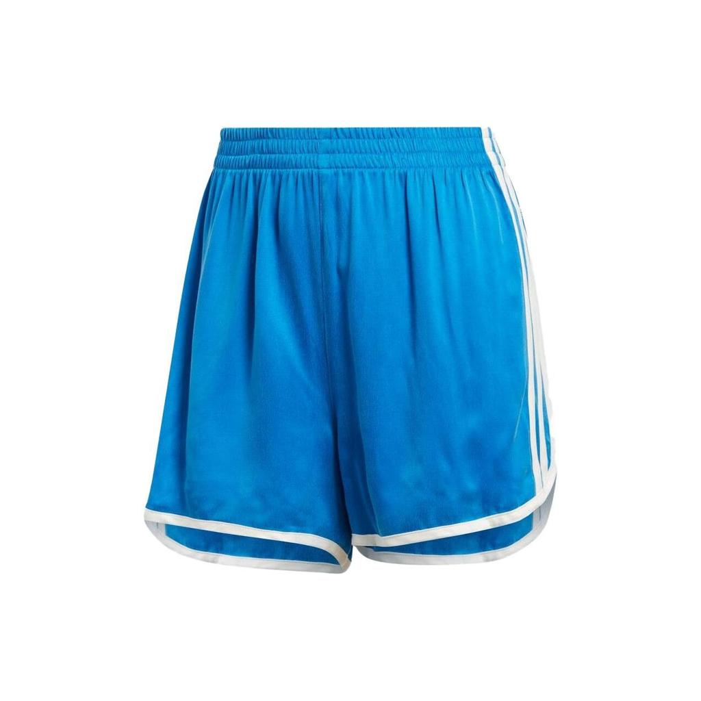 Adidas Striped Print Straight Leg Shorts Women Shorts Blue IB5798