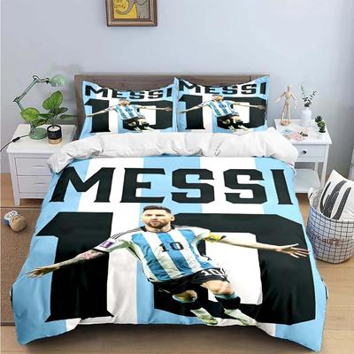 Conjunto de Roupa de Cama Estrela do Futebol M-Messi R-Ronaldo Estampado Capa de Edredom Colcha Cama Jovem Crianças Menina Meninos Presente de Luxo