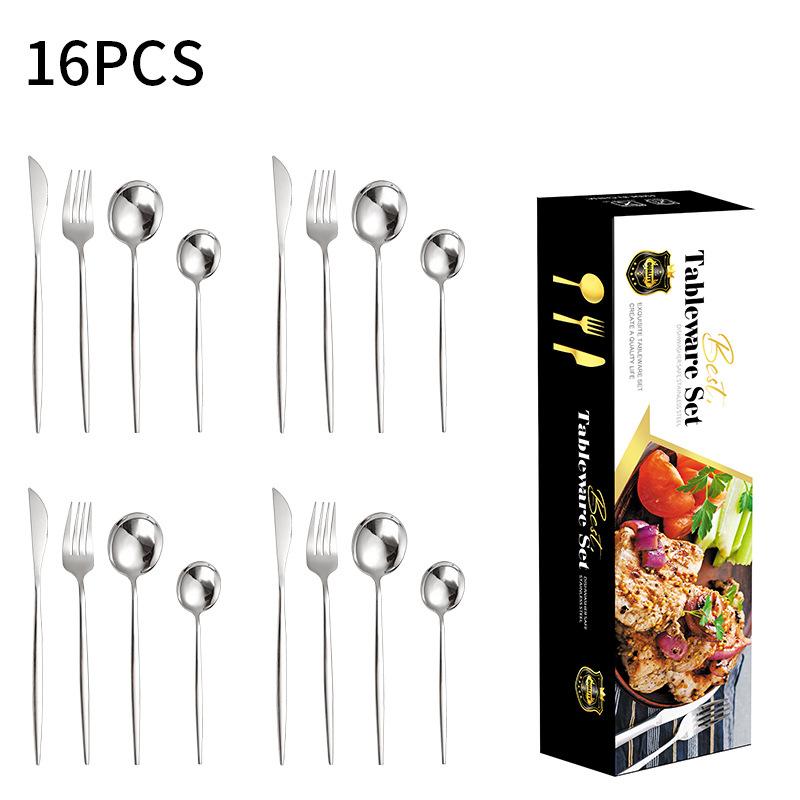 

Португальский нож для стейка из нержавеющей стали, вилка и ложка, ложка, набор посуды из 16 предметов, набор для четырех человек