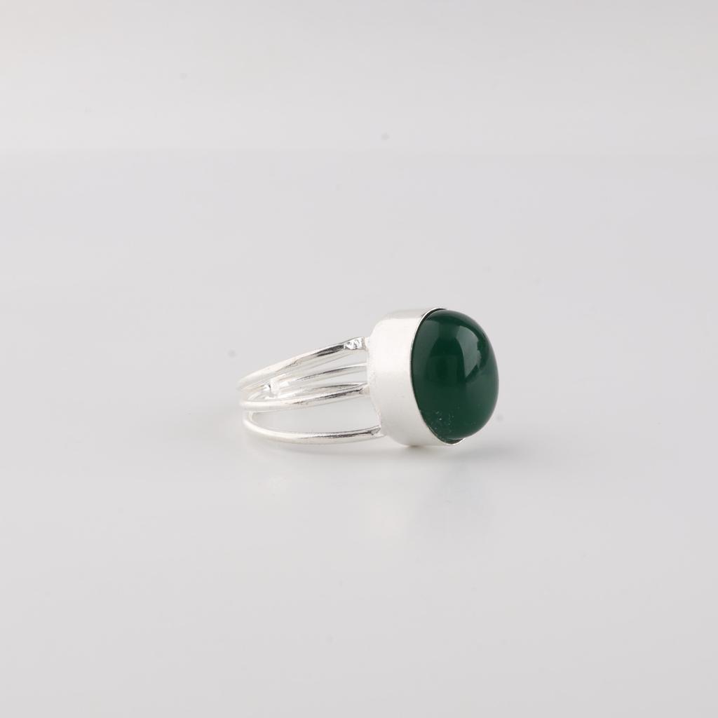 Natural Green Onyx Cab Gemstone 925 Sterling Silver Women Jewelry Partywear Ring For Anniversary Gift RR-73-23