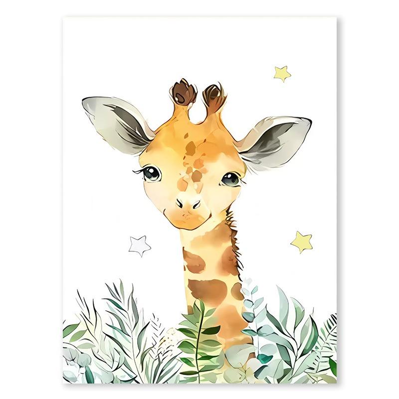 

Cartoon Animals Lion Elephant Poster Baby Personalized Name Canvas Painting Children s Bedroom Wall Art Print Picture Room Decor 21cm×30cm NoFrame