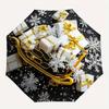 Traîneau Doré avec Cadeaux Emballés et Flocons de NeigeParapluie, Parapluie Compact Pliable 3 fois, Cadeau de Noël ES620
