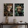Flower Jungle Animal Lion Tiger Leopard Deer Abstract Wall Art Poster Grand Styel Canvas Painting Decoration Living Room Decor