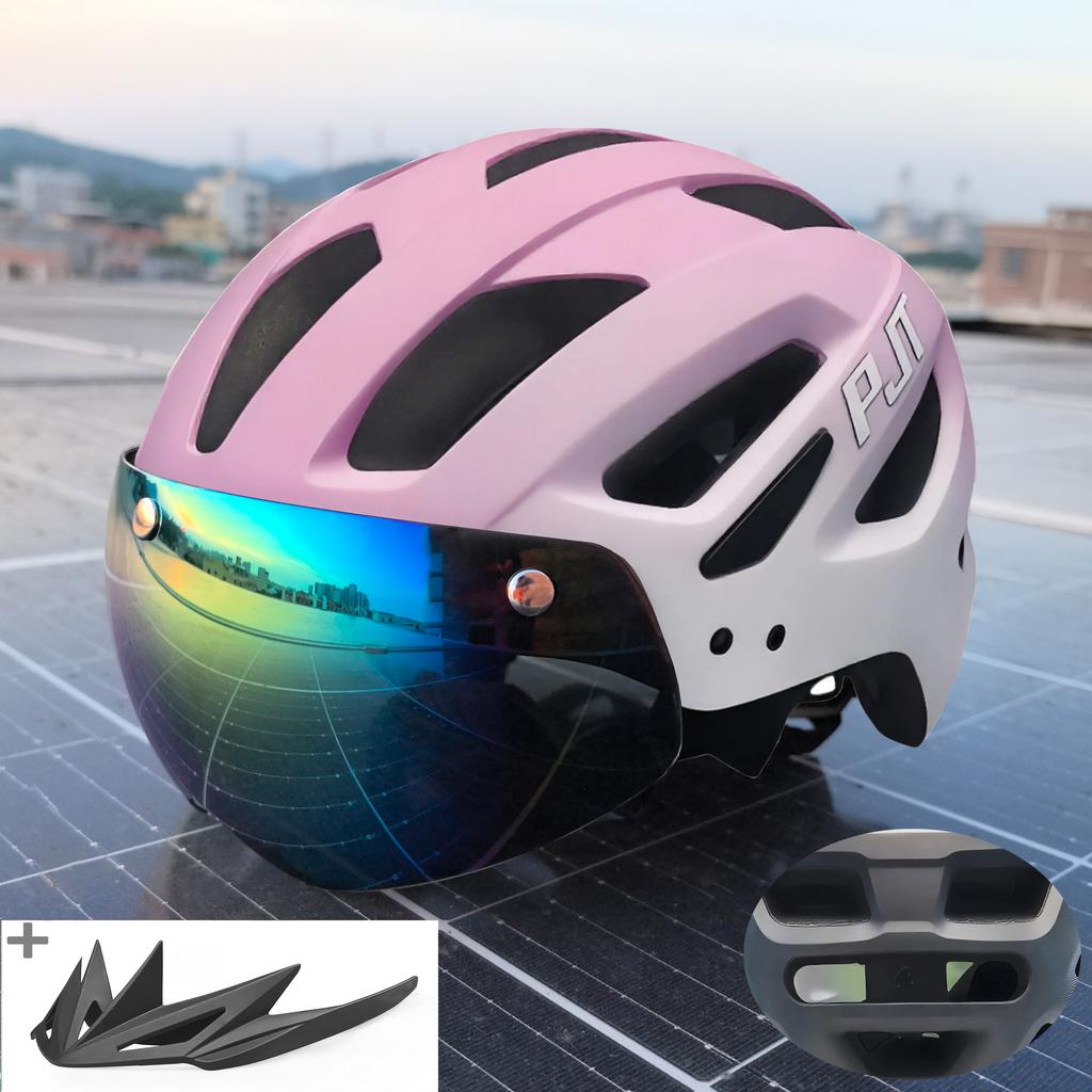 Kask Rowerowy Pjt Z Goglami Przeciwsłonecznymi Męski Daszek Przeciwsłoneczny Kask Rowerowy Okulary Przeciwsłoneczne Kask Rowerowy Szosowy Mtb Kask Rowerowy Sportowy Z Goglami E-Bike