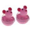 2 Pcs Mouse Shaped Tease Tumbler Playing Toy Kitty Food Dispenser