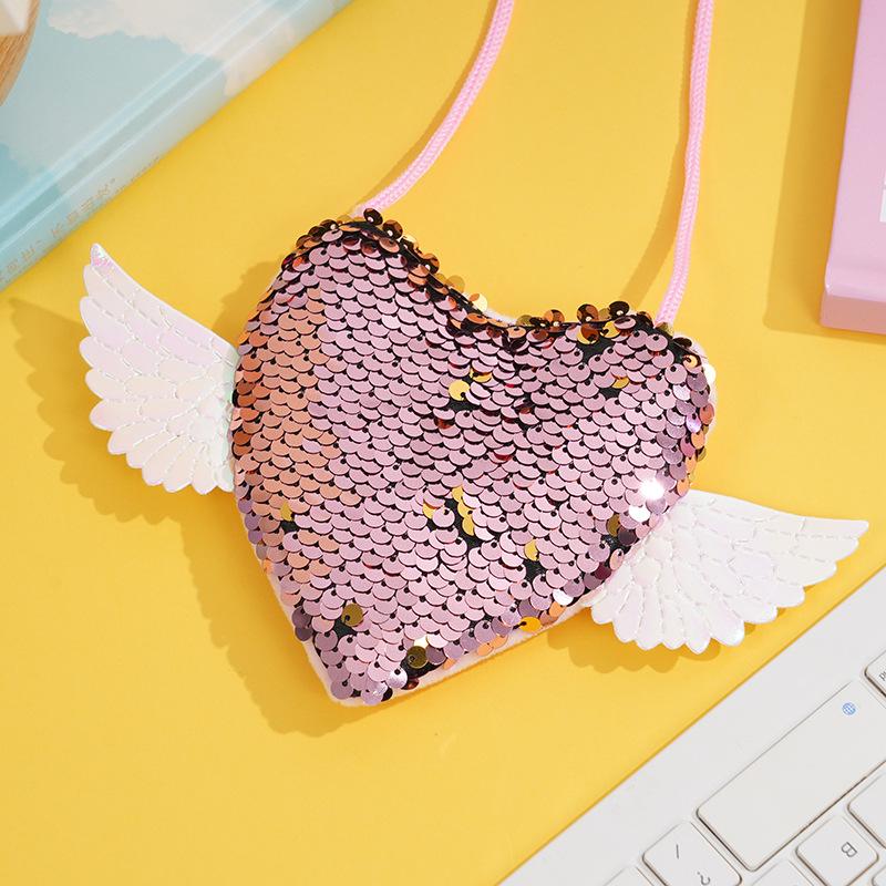 Sequin Wings Lanyard Crossbody Bag & Coin Purse for Kids