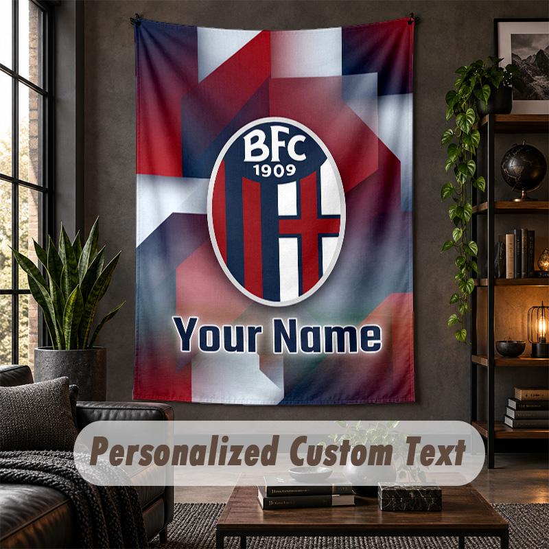 Wall Tapestry Bologna FC Print Custom Name Text Wall Hanging Home Decor