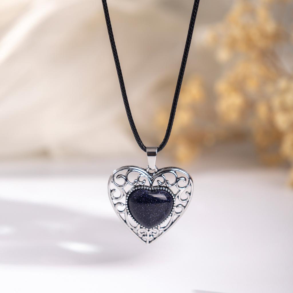 Natural crystal pendant, pink crystal, Dongling, hollowed out heart-shaped necklace, jewelry,Christmas gift, Stocking stuffers, Valentine's Day gift